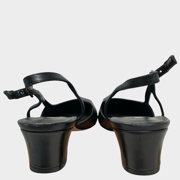 Vaneli Aliz Slingback Kitten Heel 11.5 Black Nappa Leather Patent Cap Toe - Picture 5 of 11